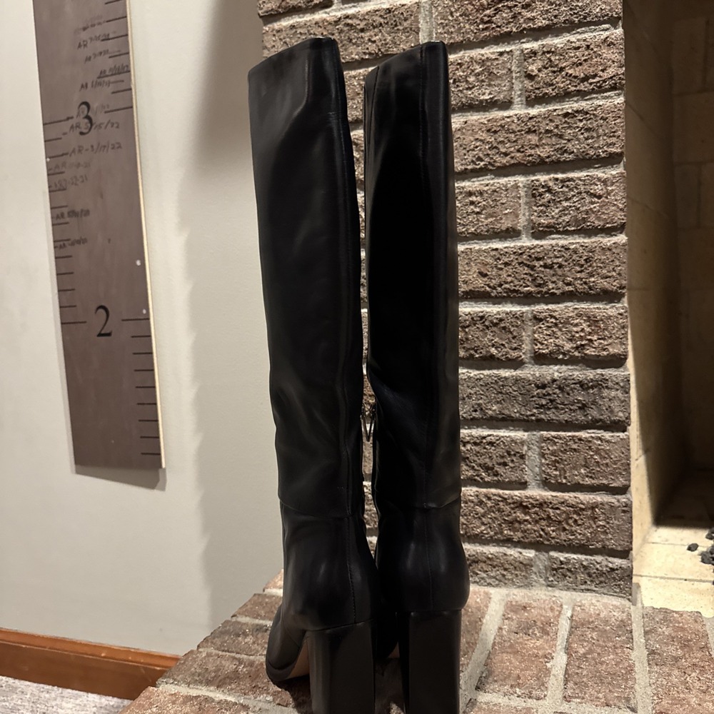 Marc Fisher Lannie Black Block High Heeled Riding Boots Sz 7M #634 - Picture 8 of 16
